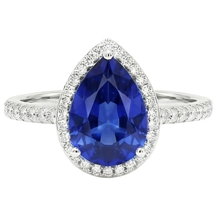 naturel pear diamant 4carats bague vue de dessus