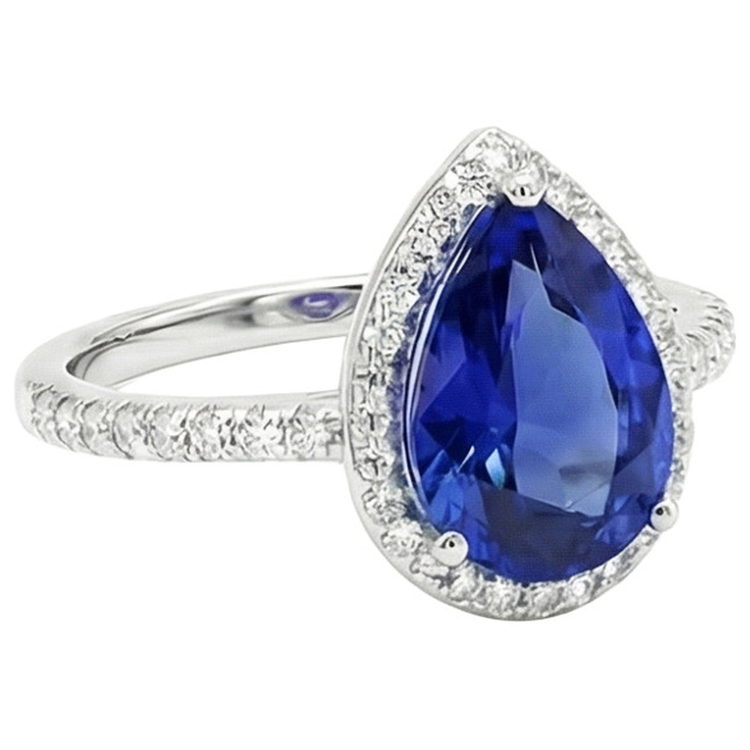 naturel pear diamant 4carats bague vue de profil