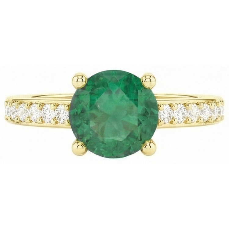 Bague de fiançailles en or jaune 14k avec émeraude Vert de 2.70 carats et diamant