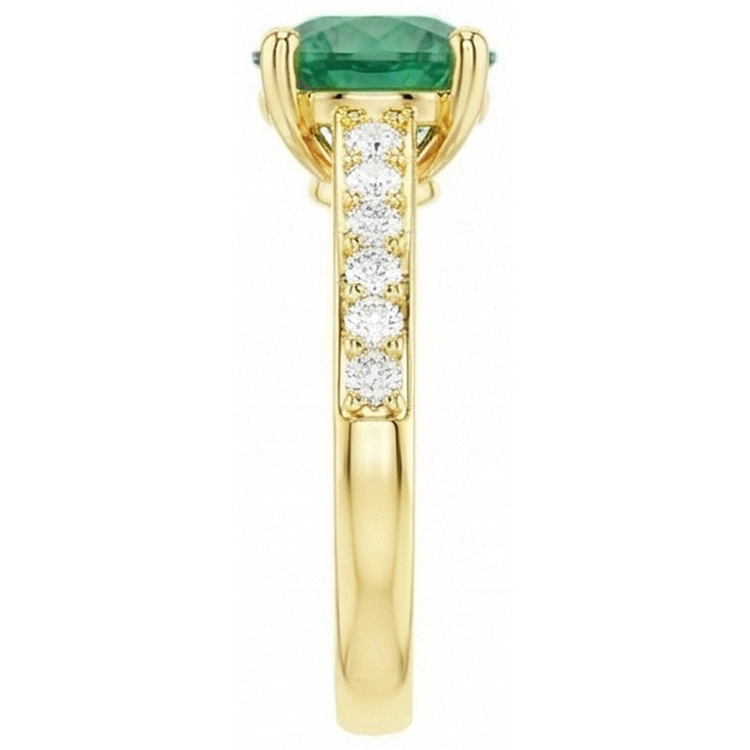 Bague de fiançailles en or jaune 14k avec émeraude Vert de 2.70 carats et diamant
