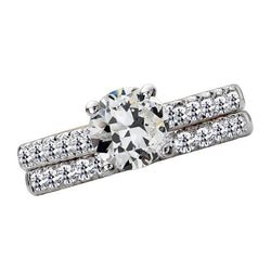 Bague de fiançailles en or sertie de Véritable diamants ronds taille ancienne mine 6 carats