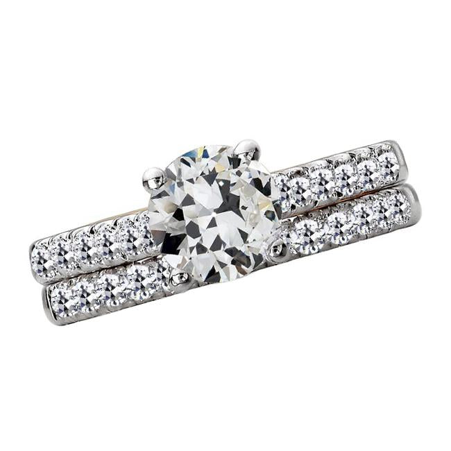Bague de fiançailles en or sertie de Véritable diamants ronds taille ancienne mine 6 carats