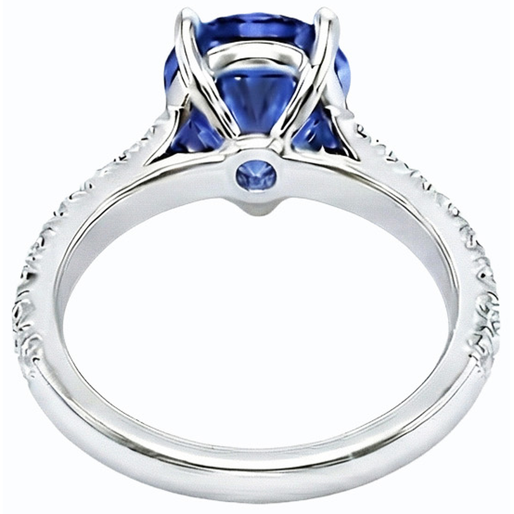 naturel pear saphir 3.50carats bague vue de face