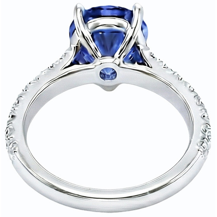 naturel pear saphir 3.50carats bague vue de face