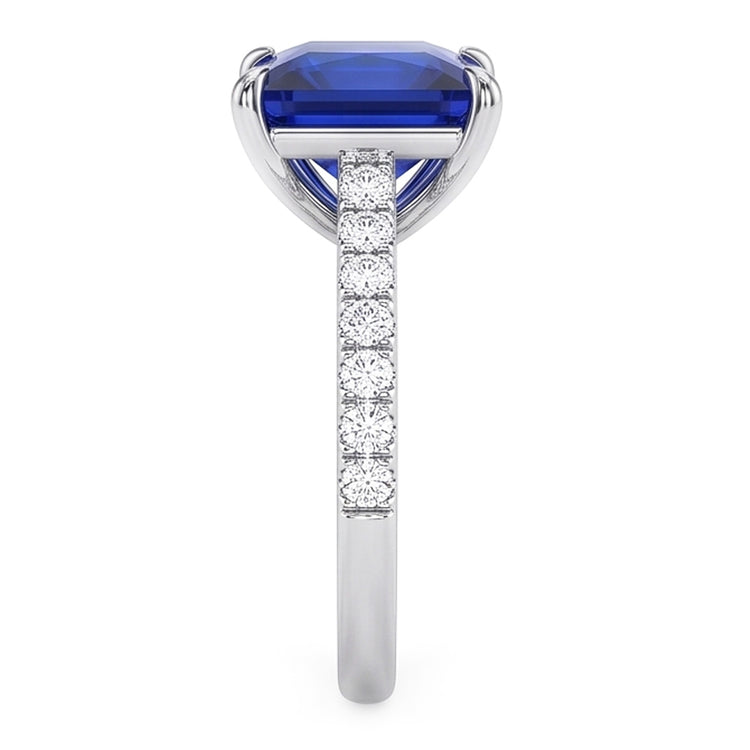 Bague de fiançailles en saphir bleu GIA CERTIFIÉ avec pavé de diamants 7,14 carats