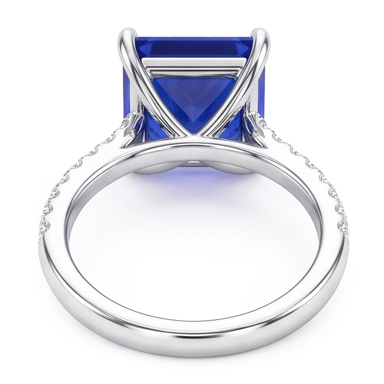 Bague de fiançailles en saphir bleu GIA CERTIFIÉ avec pavé de diamants 7,14 carats