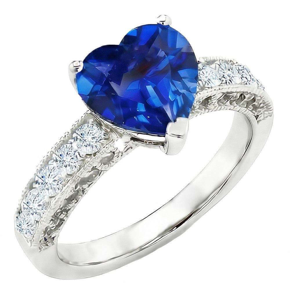 naturel heart diamant 2.50carats bague vue de face