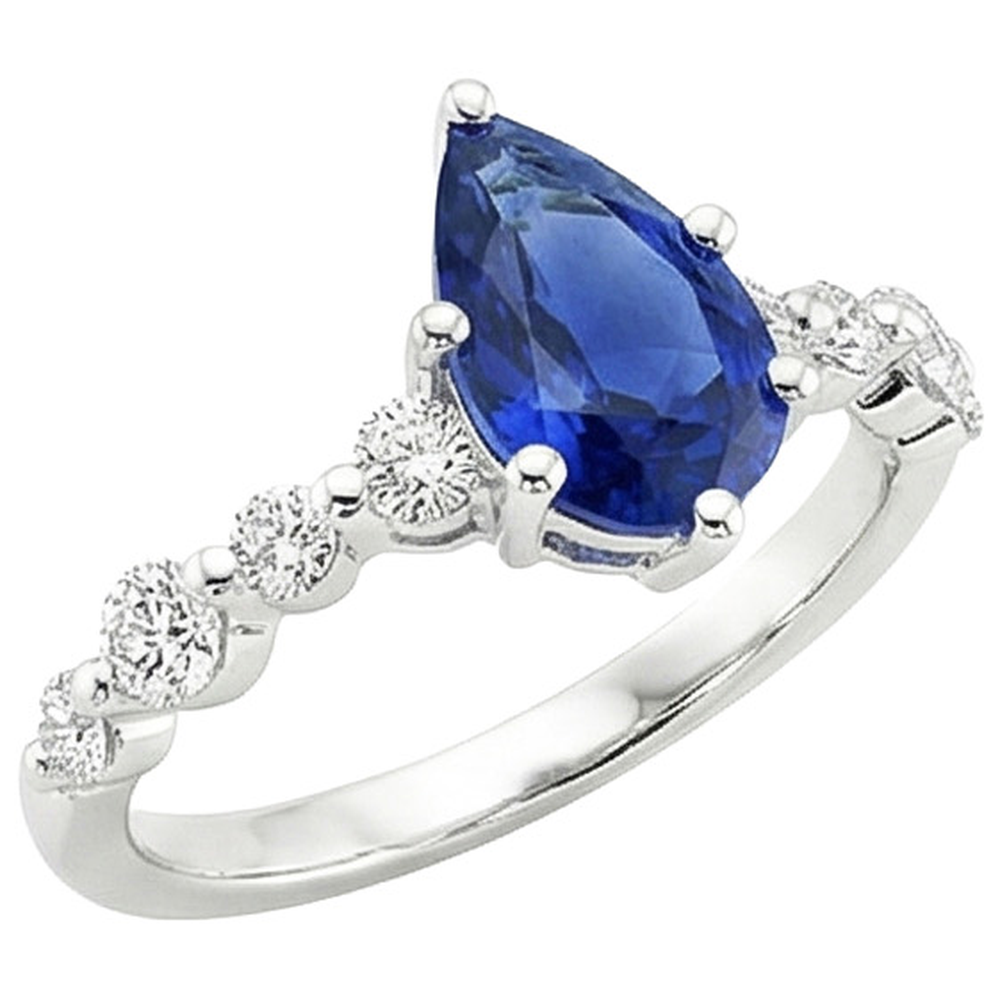naturel pear diamant 4.25carats bague angle de côté