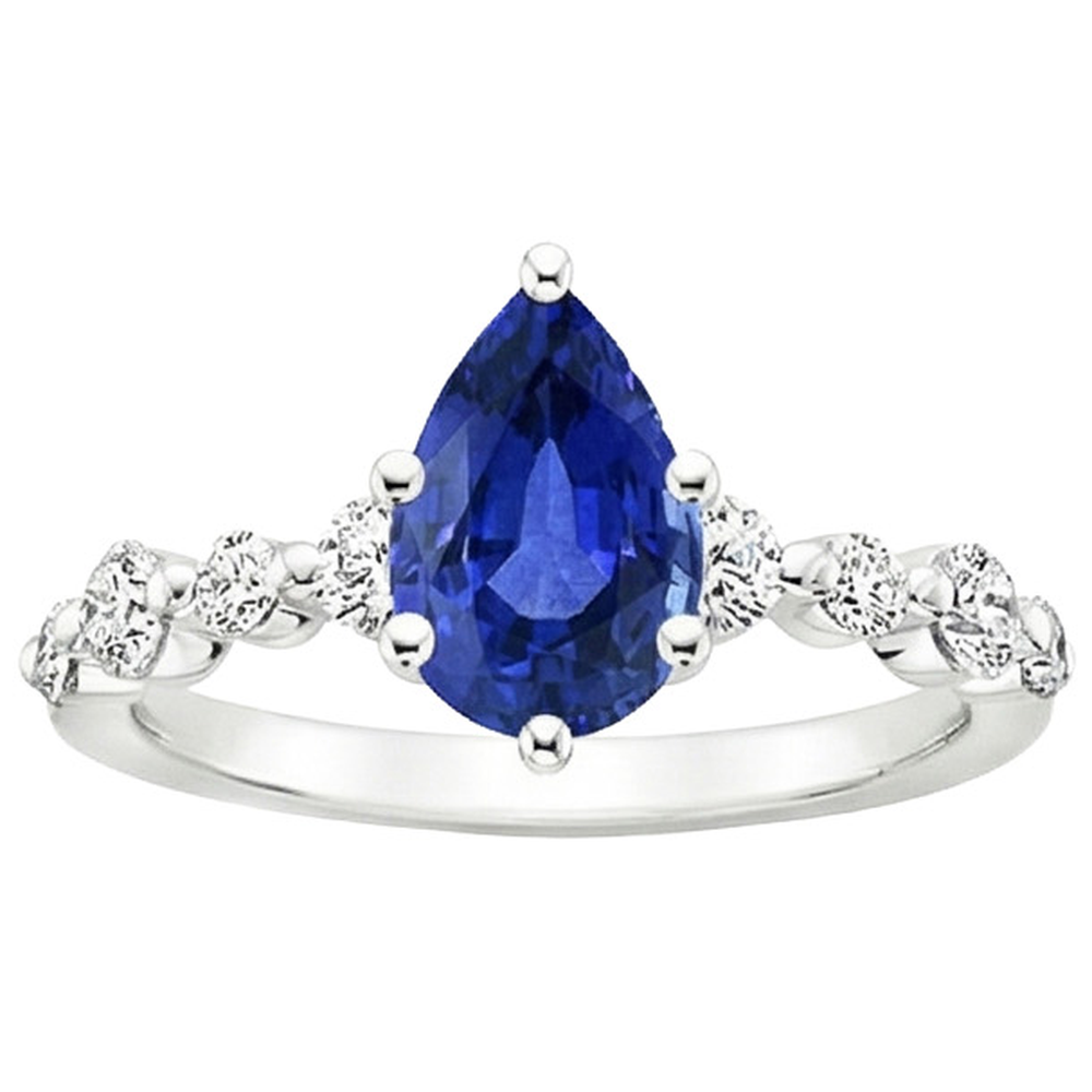 naturel pear diamant 4.25carats bague vue de profil