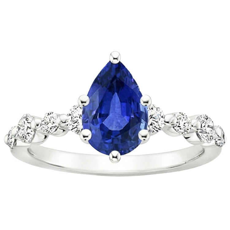 naturel pear diamant 4.25carats bague vue de profil