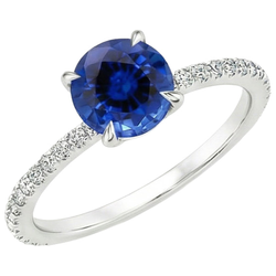 Bague de fiançailles en saphir de Ceylan avec accents en or 2.50 carats 14K