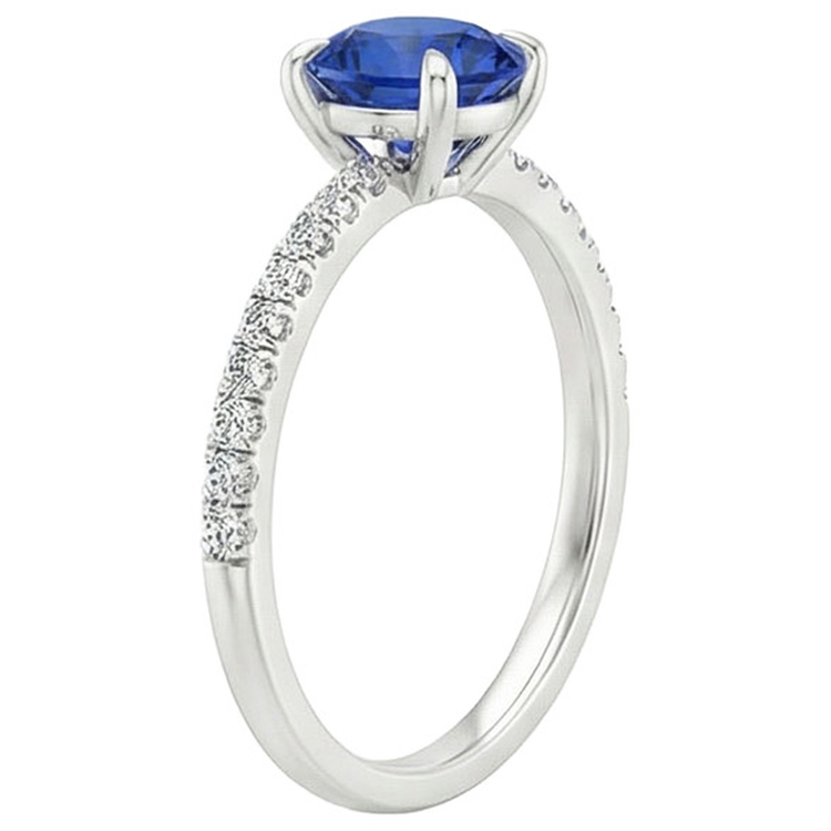 Bague de fiançailles en saphir de Ceylan avec accents en or 2.50 carats 14K