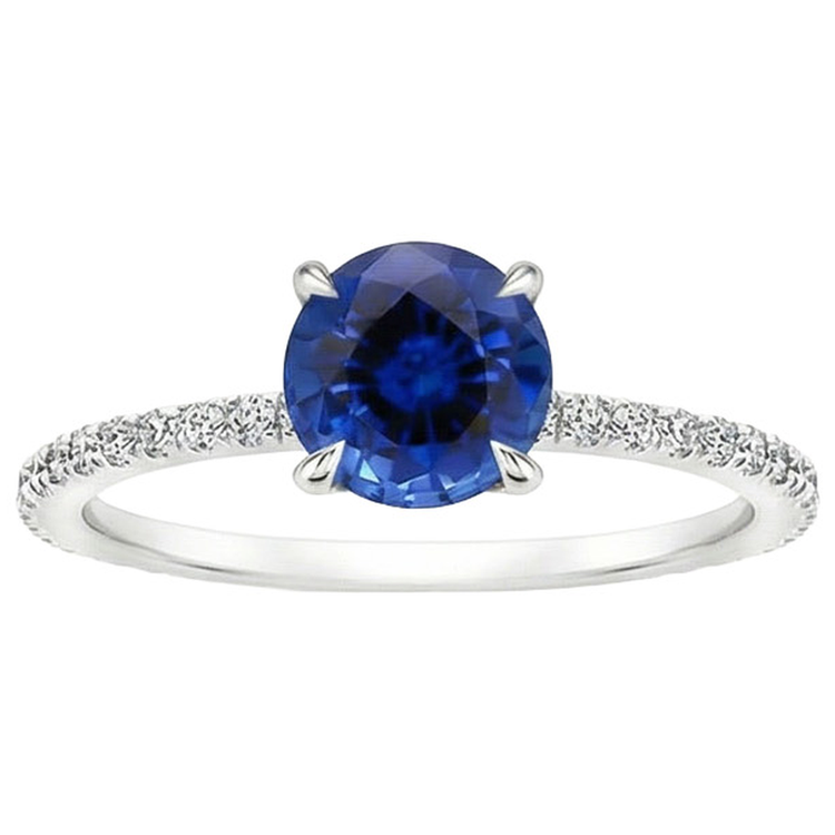 Bague de fiançailles en saphir de Ceylan avec accents en or 2.50 carats 14K