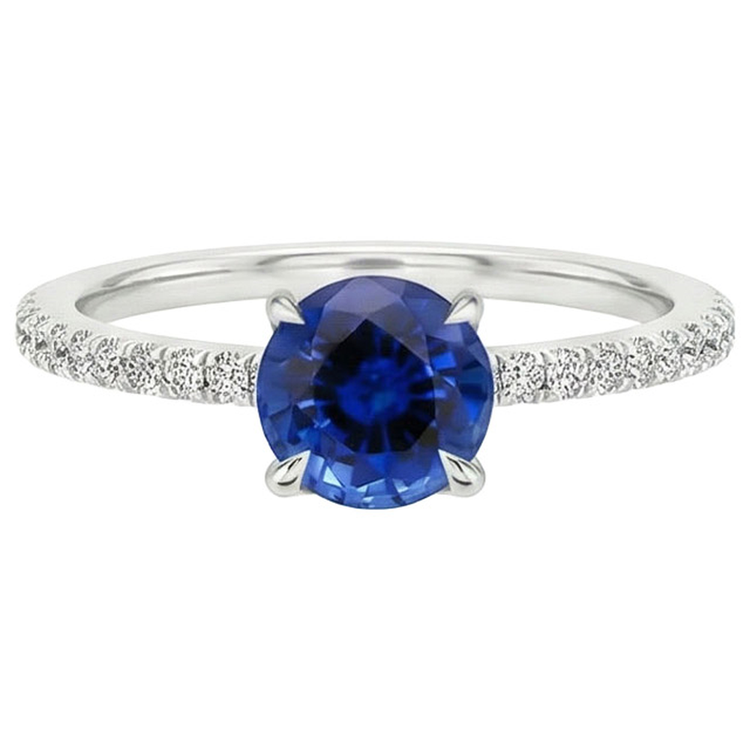 Bague de fiançailles en saphir de Ceylan avec accents en or 2.50 carats 14K