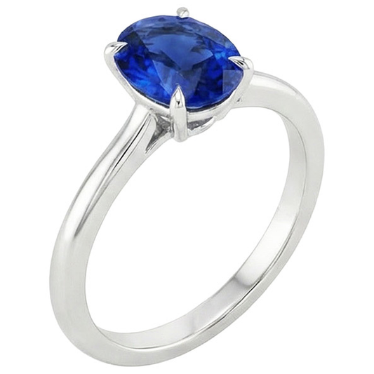 Bague de fiançailles en saphir de Ceylan avec pierres précieuses. taille ovale. ensemble de griffes de 2 carats