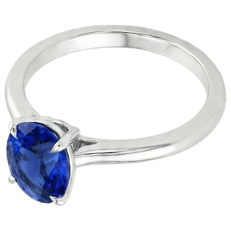 Bague de fiançailles en saphir de Ceylan avec pierres précieuses. taille ovale. ensemble de griffes de 2 carats