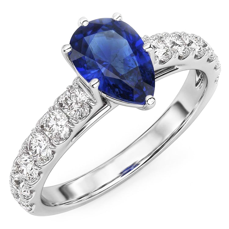 Bague de fiançailles en saphir de Ceylan et diamants en or 3 carats