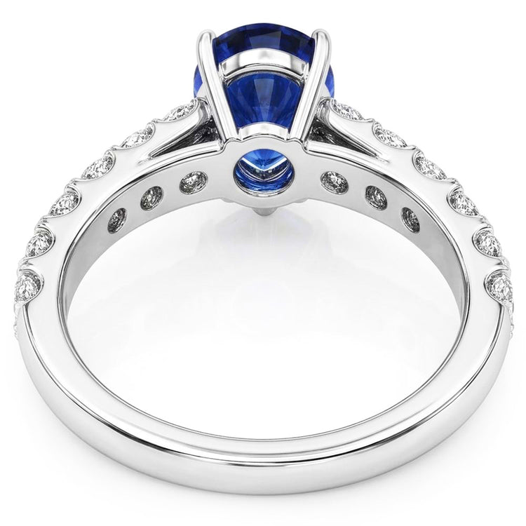 Bague de fiançailles en saphir de Ceylan et diamants en or 3 carats
