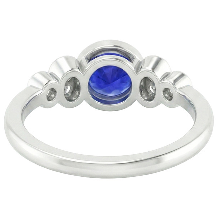 Bague de fiançailles en saphir de Ceylan et diamants sertis clos en or 1.75 carats