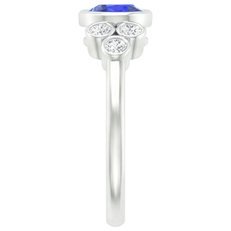 Bague de fiançailles en saphir de Ceylan et diamants sertis clos en or 1.75 carats