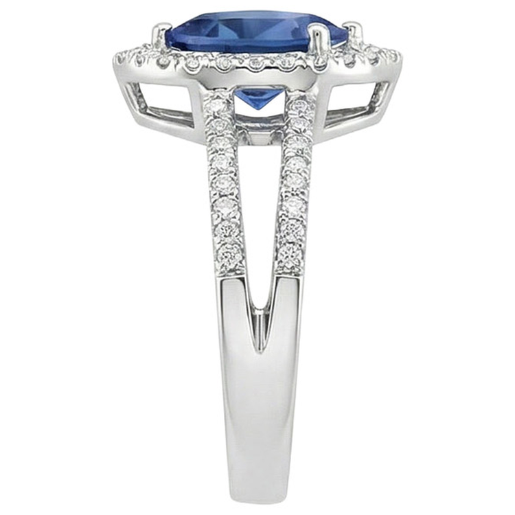 Bague de fiançailles en saphir de Ceylan et poire de 5.80 carats en or 14k