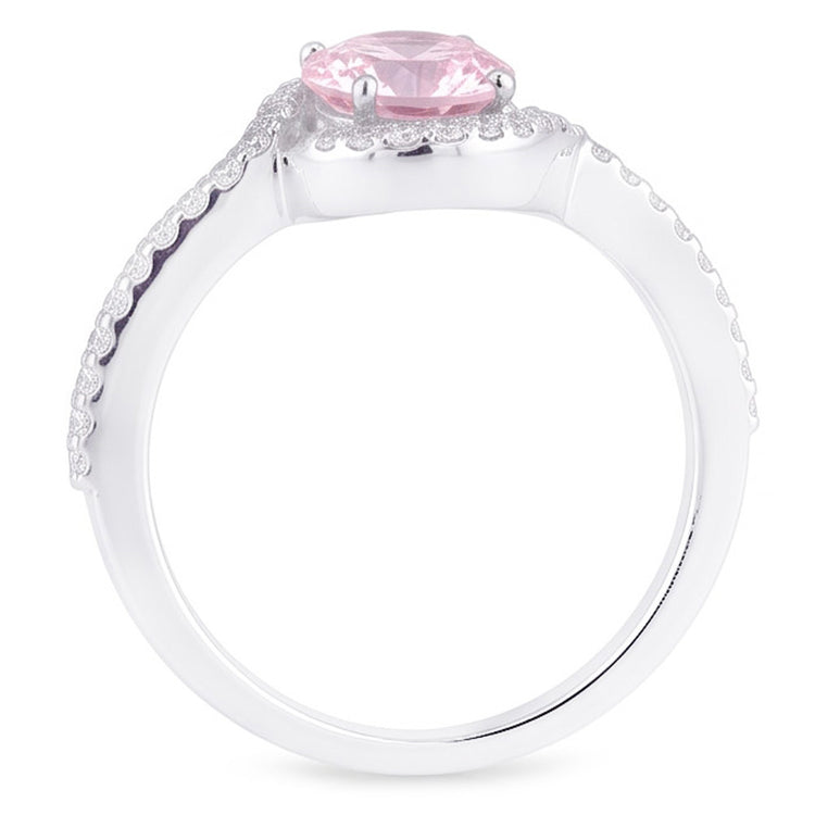 Bague de fiançailles en saphir rose de 1.35 ct et diamants ronds. pierre précieuse WG 14K