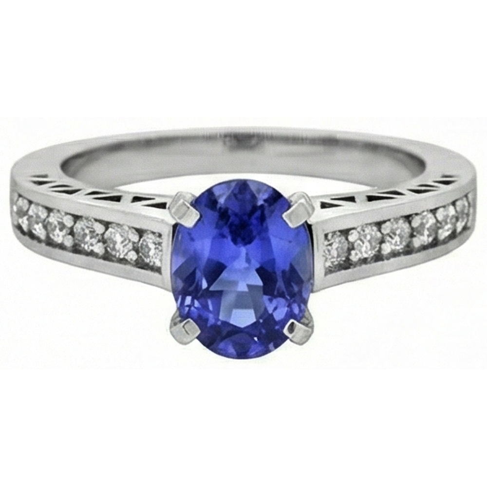 naturel oval tanzanite 3.25carats bague angle de côté