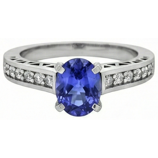 naturel oval tanzanite 3.25carats bague angle de côté
