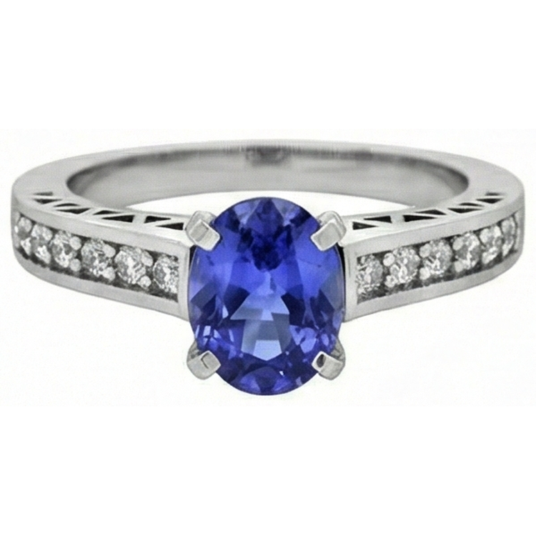 naturel oval tanzanite 3.25carats bague angle de côté