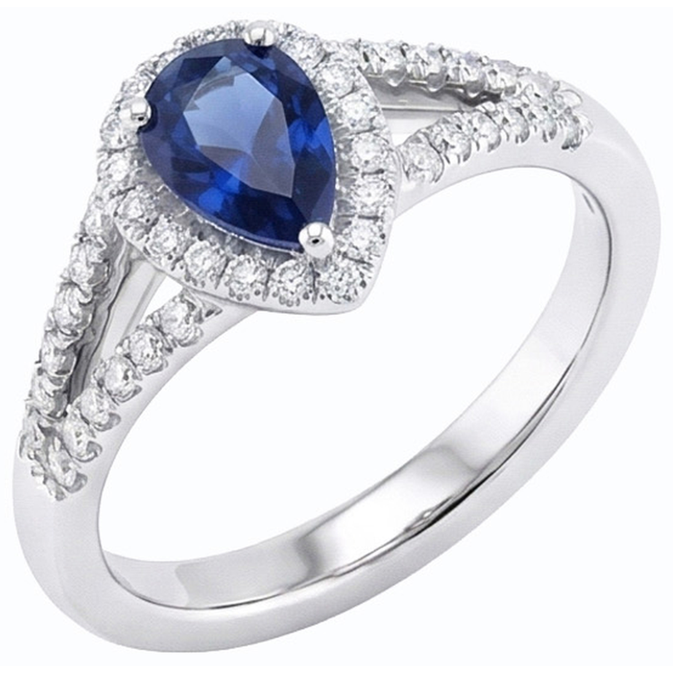 naturel pear diamant 3.50carats bague angle de côté