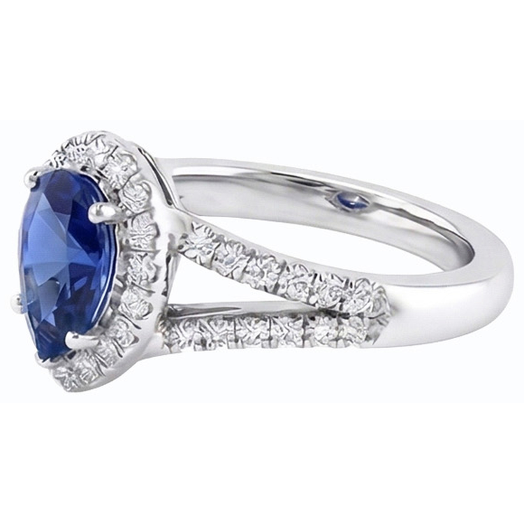 naturel pear diamant 3.50carats bague vue de profil