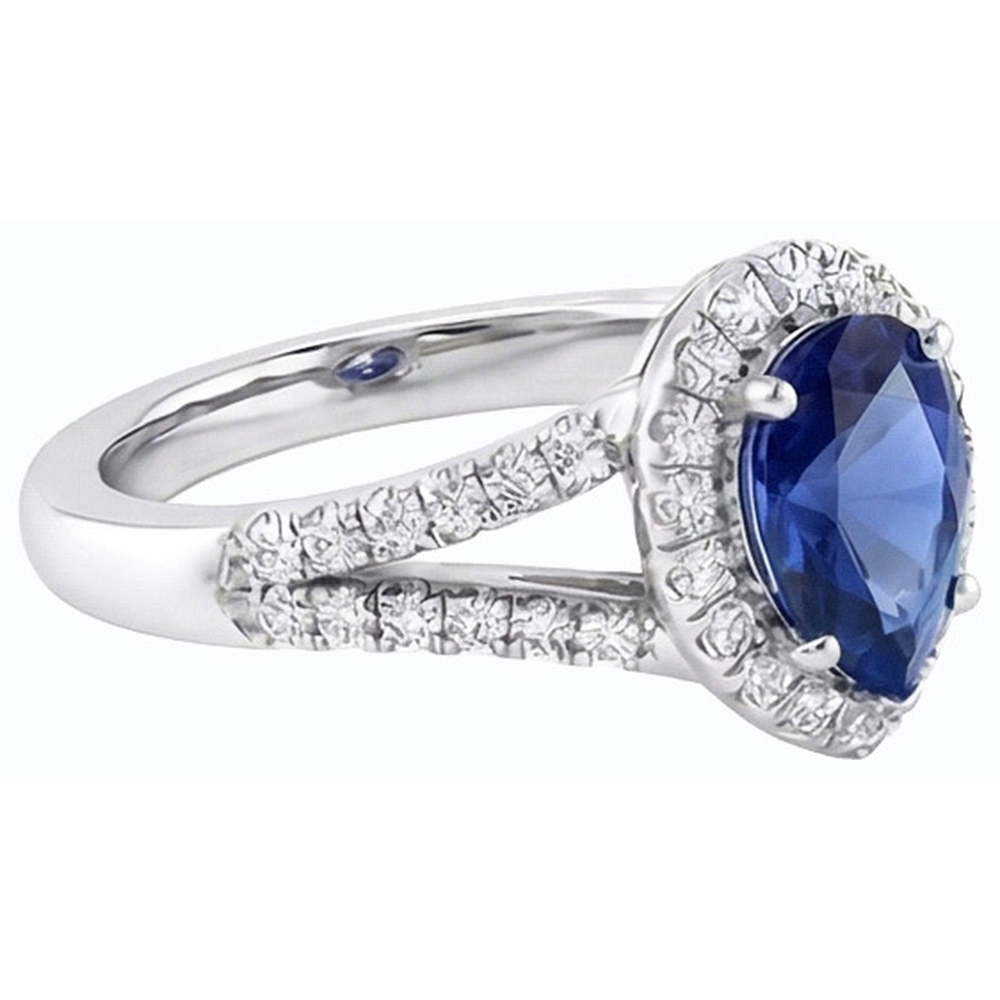 naturel pear diamant 3.50carats bague sur blanc