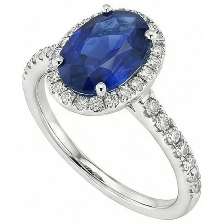 naturel oval diamant 2.25carats bague vue de face