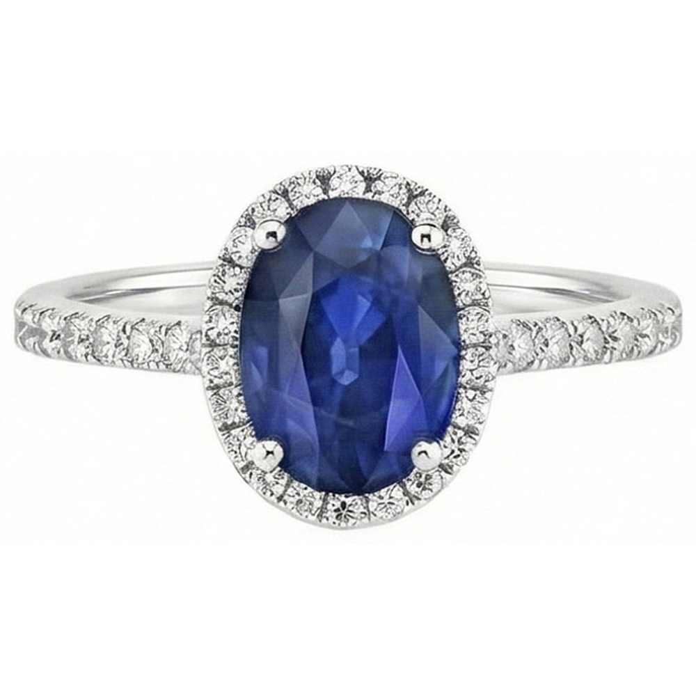 naturel oval diamant 2.25carats bague angle de côté