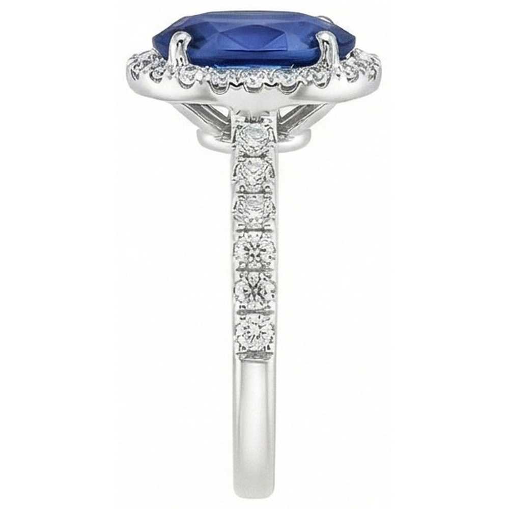 naturel oval diamant 2.25carats bague vue de profil