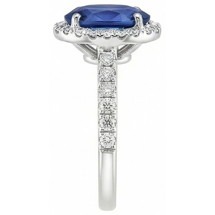 naturel oval diamant 2.25carats bague vue de profil