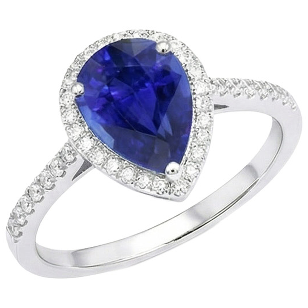 naturel pear diamant 3.75carats bague angle de côté