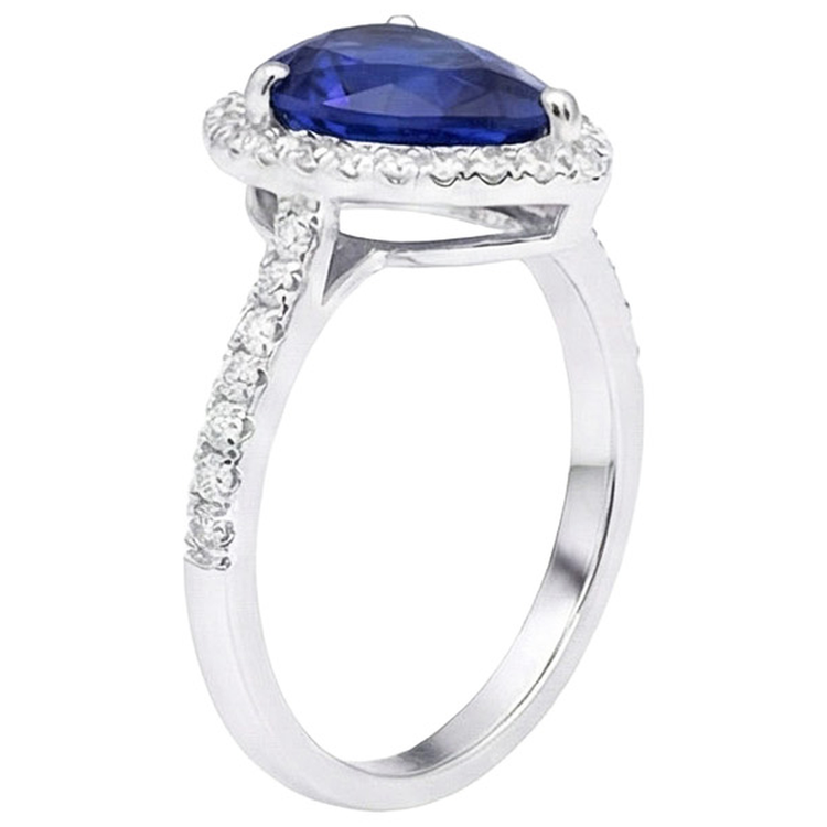 naturel pear diamant 3.75carats bague détail rapproché