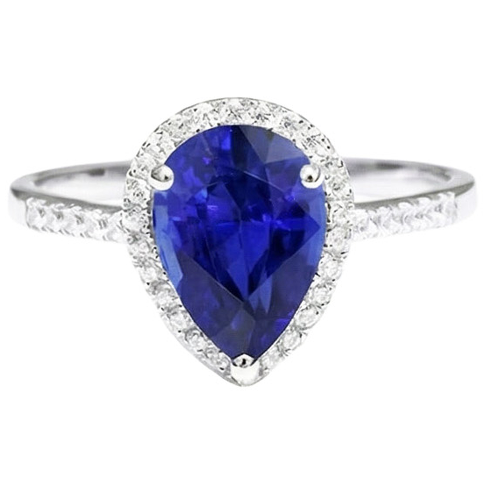 naturel pear diamant 3.75carats bague vue de profil