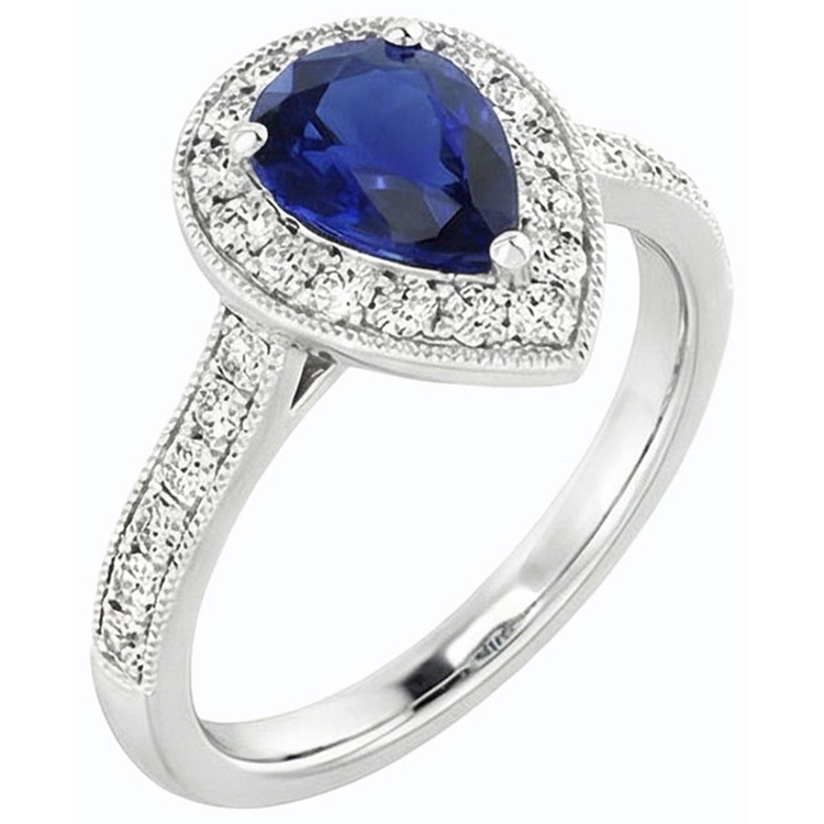 naturel pear diamant 4.50carats bague angle de côté