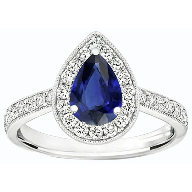 naturel pear diamant 4.50carats bague détail rapproché