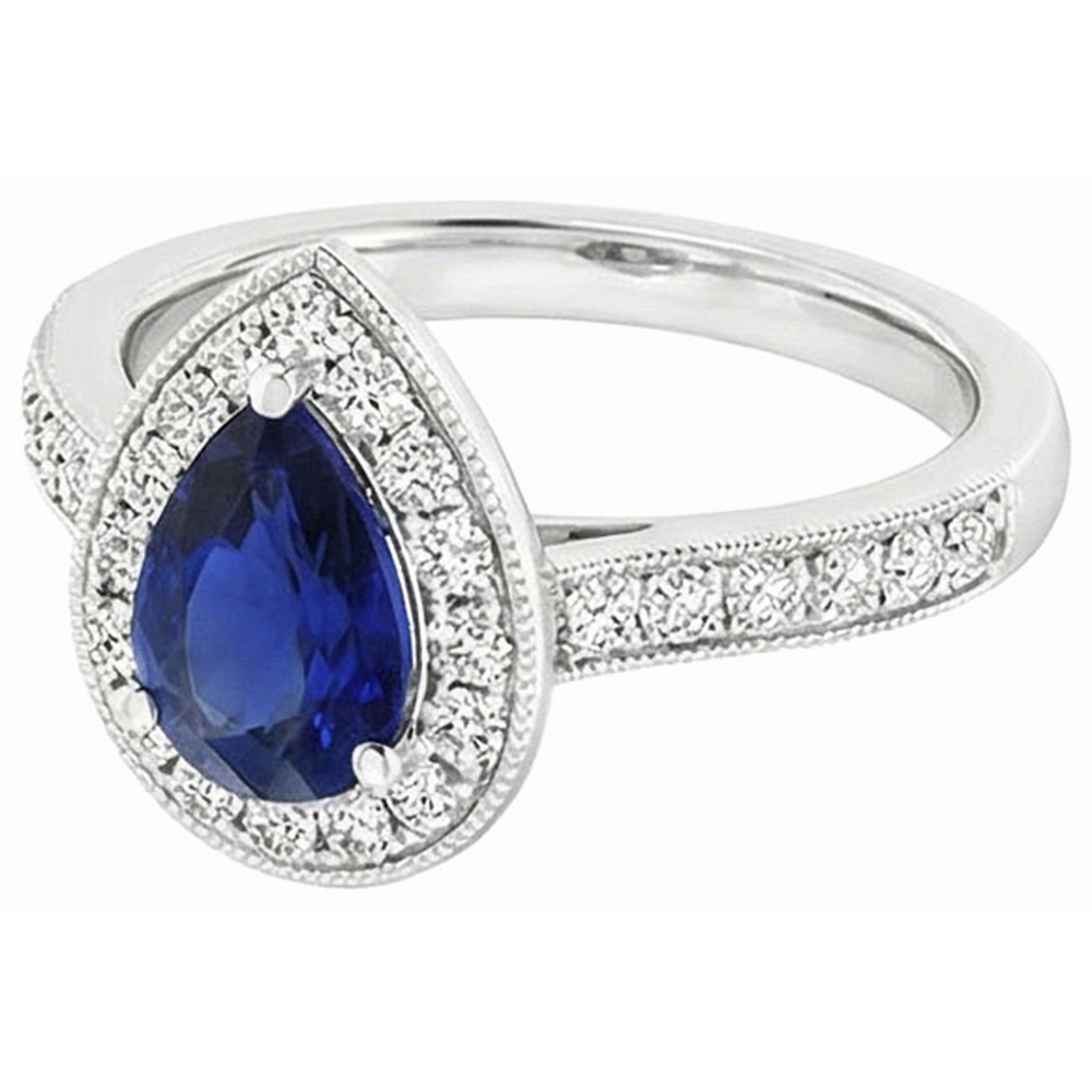 naturel pear diamant 4.50carats bague vue de profil