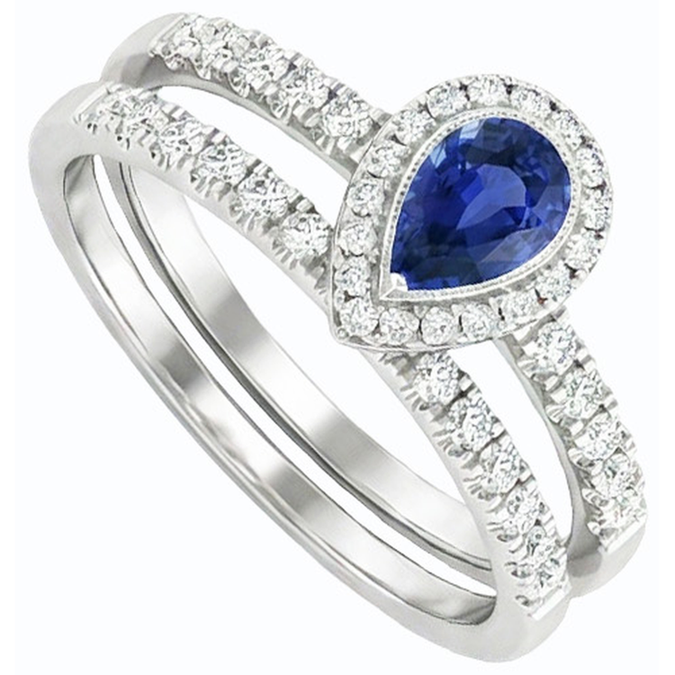 naturel pear diamant 2.50carats bague vue de face