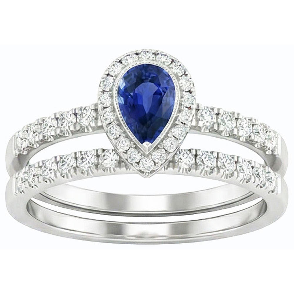 naturel pear diamant 2.50carats bague angle de côté
