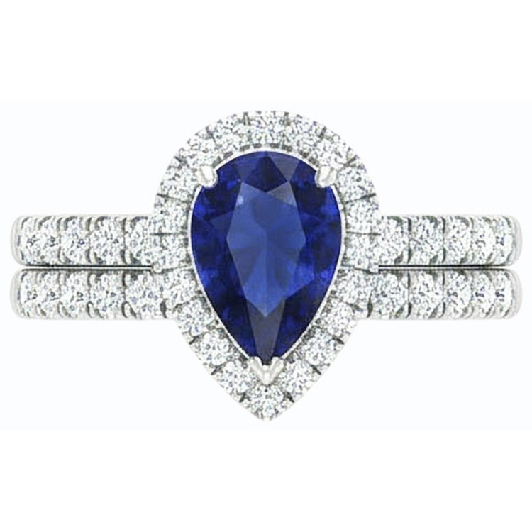 naturel pear diamant 2.50carats bague vue de dessus