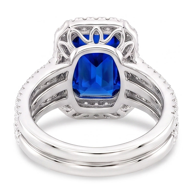 Bague de fiançailles halo diamant saphir sertie avec veste 5 carats