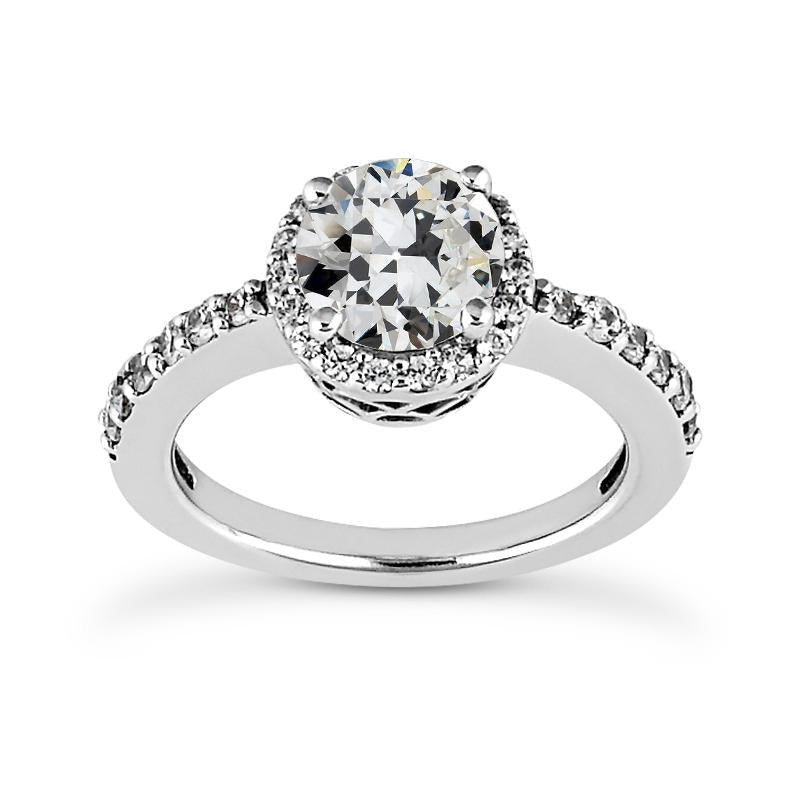 Bague de fiançailles halo ronde avec Véritable diamants taille ancienne mine en or 4.25 carats