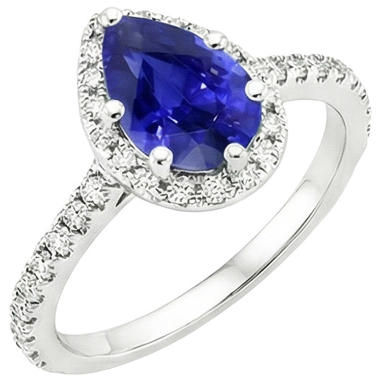 naturel pear diamant 5.50carats bague détail rapproché