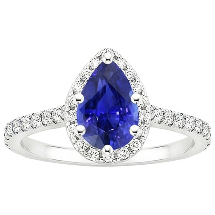 naturel pear diamant 5.50carats bague vue de profil