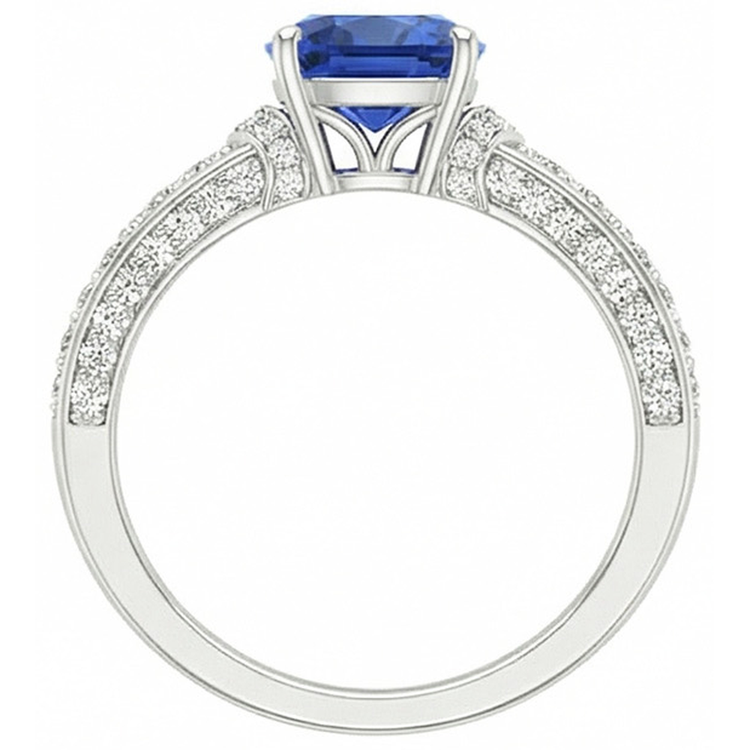 naturel round diamant 3.50carats bague vue de profil